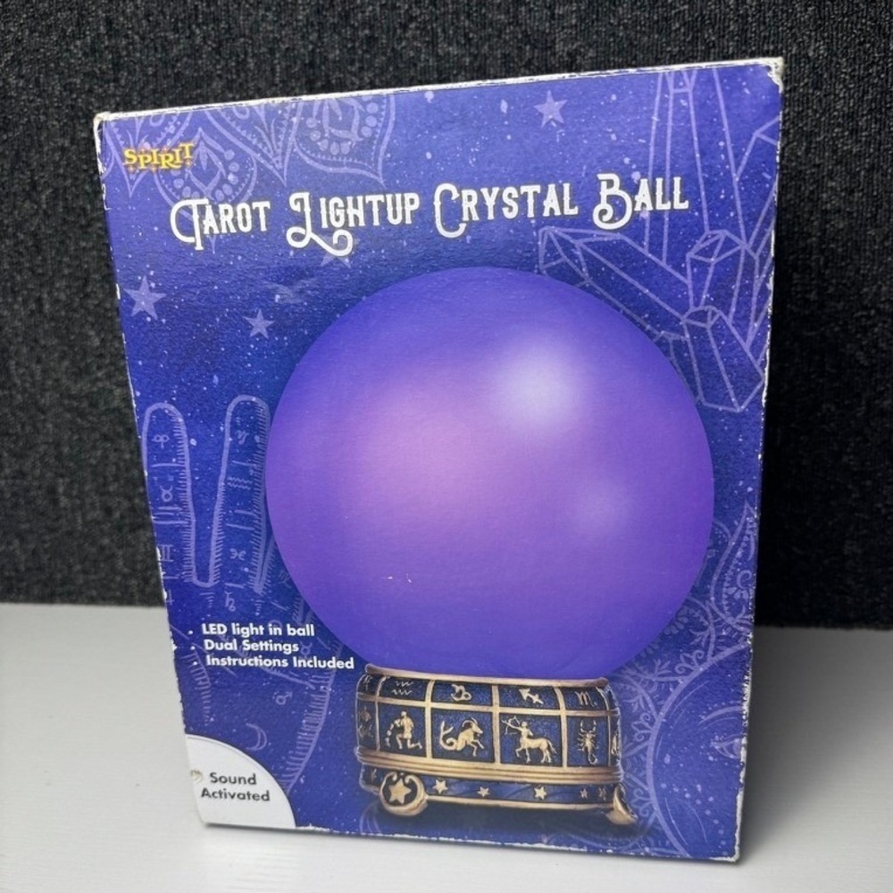 Spirit Tarot Light Up Crystal Ball Zodiac Astrology Celestial Halloween WORKS